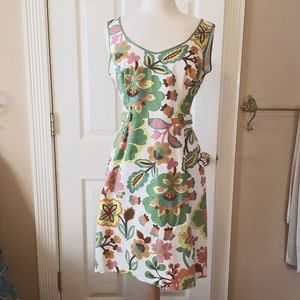 Boden Floral Midi Dress - Green and Pink
